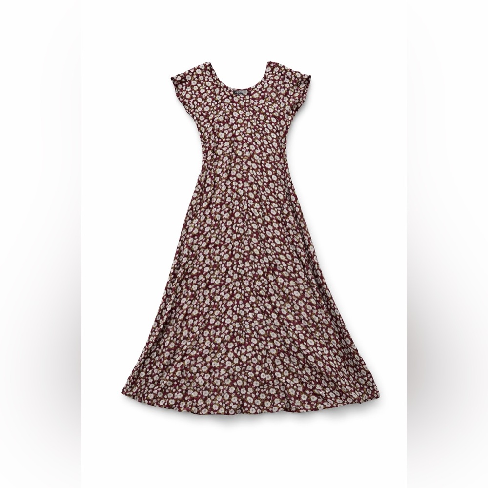 ✨ Vintage 90s All That Jazz Floral Midi Dress Cottagecore Whimsy Goth Grunge ✨